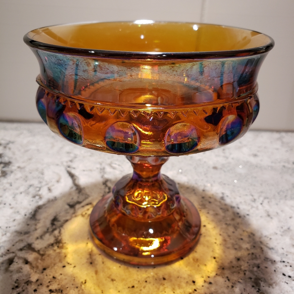 Carnival glass candy dish.